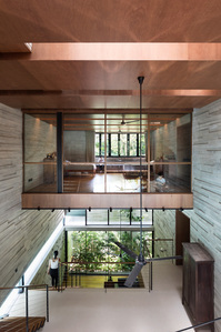Interior terraced space of the Gotto House designed by Formwerkz Architects.