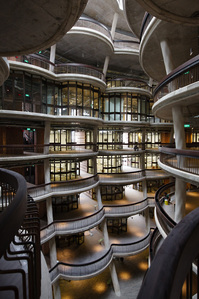 The open and permeable atrium of NTU Learning Hub in Singapore designed by Heatherwick Studio.