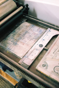 A metal plate for letterpress.