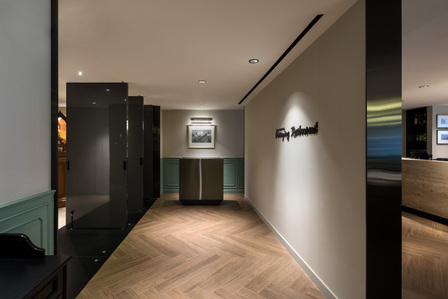 The reception area of Thanying restaurant at the Amara Hotel Singapore designed by Knots.