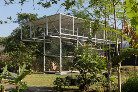 Overall view of the pavilion for Archifest 2020 at Gound-Up-Initiative designed by Spatial Anatomy.