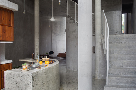View from the dining area of the House at Happy Avenue East designed by Linghao Architects.