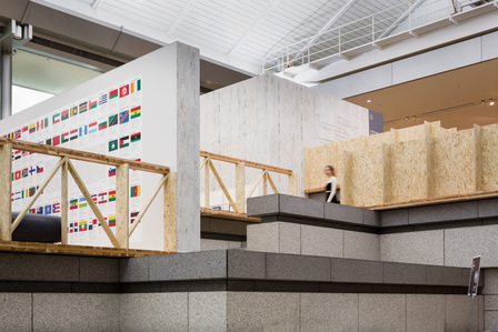 Tectonics in Yokohama Triennale held in 2017 in Yokohama Japan. Space is designed by Fujiwara Teppei Architects Lab.