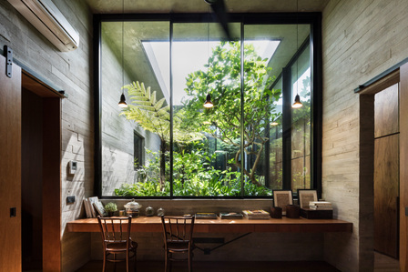 Study room of the Gotto House designed by Formwerkz Architects.