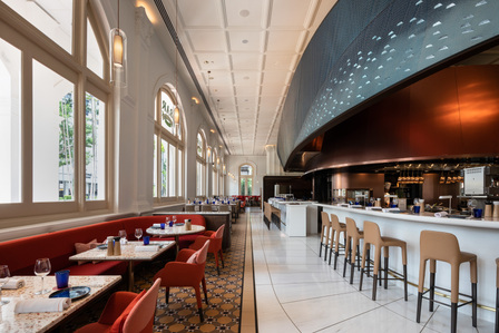 The interior of BBR by Alain Ducasse at Raffles Hotel of Singapore.