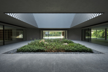 View of the courtyard garden of a house designed by Neri & Hu.