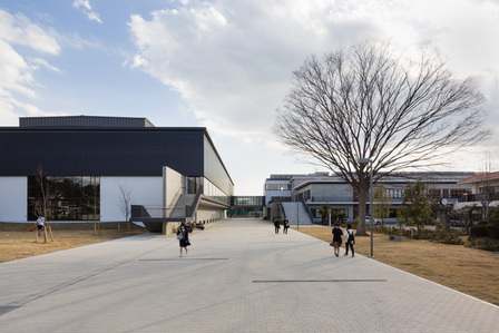 The entrance of Ofuna Junior High School in Kamakura, Japan. It is designed by Ishimoto Architects.