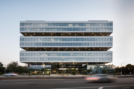 Exterior facade of Samsung America Headquarters in San Jose, designed by NBBJ.