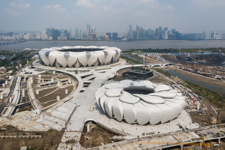 Aerial View of Hanzhou Olympic Stadium designed by NBBJ.