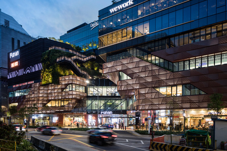 Streetview of the lighting design of Funan IT mall by Nipek.
