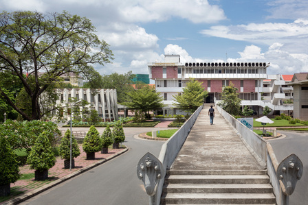 The entrance bridge to the Teacher Training College in Phnom Penh, Cambodia, designed by Vann Molyvann.