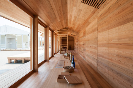 Pavilion designed by Go Hasegawa in collaboration with Airbnb for House Vision 2 Exhibition held in 2016 in Tokyo, Japan. It is called the "Yoshino Cedar House".
