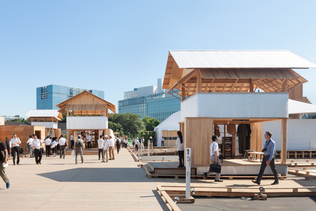 Pavilion designed by Atelier Bow-Wow in collaboration with Mujirushi Ryohin for House Vision 2 Exhibition held in 2016 in Tokyo, Japan. It is called the "Terrace Office".