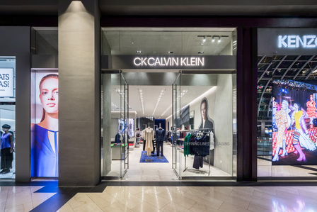 The shopfront of CK Calvin Klein outlet in Marina Bay Sands Shoppes, Singapore.