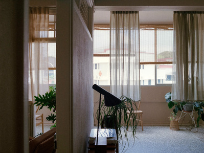 The living room of an apartment in Tiong Bahru designed by Linghao Architects.