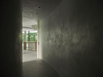 Corridor of a house designed by Neri & Hu, from the interior.