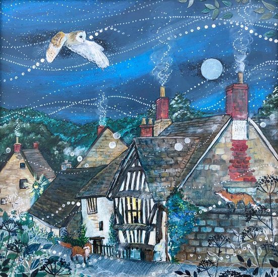 Mounted and framed in white. Acrylic on board. Image size 30cm square, framed size 40cm square £195