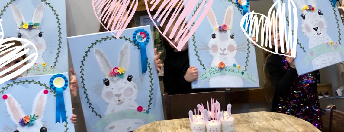 A fun party painting rabbits!