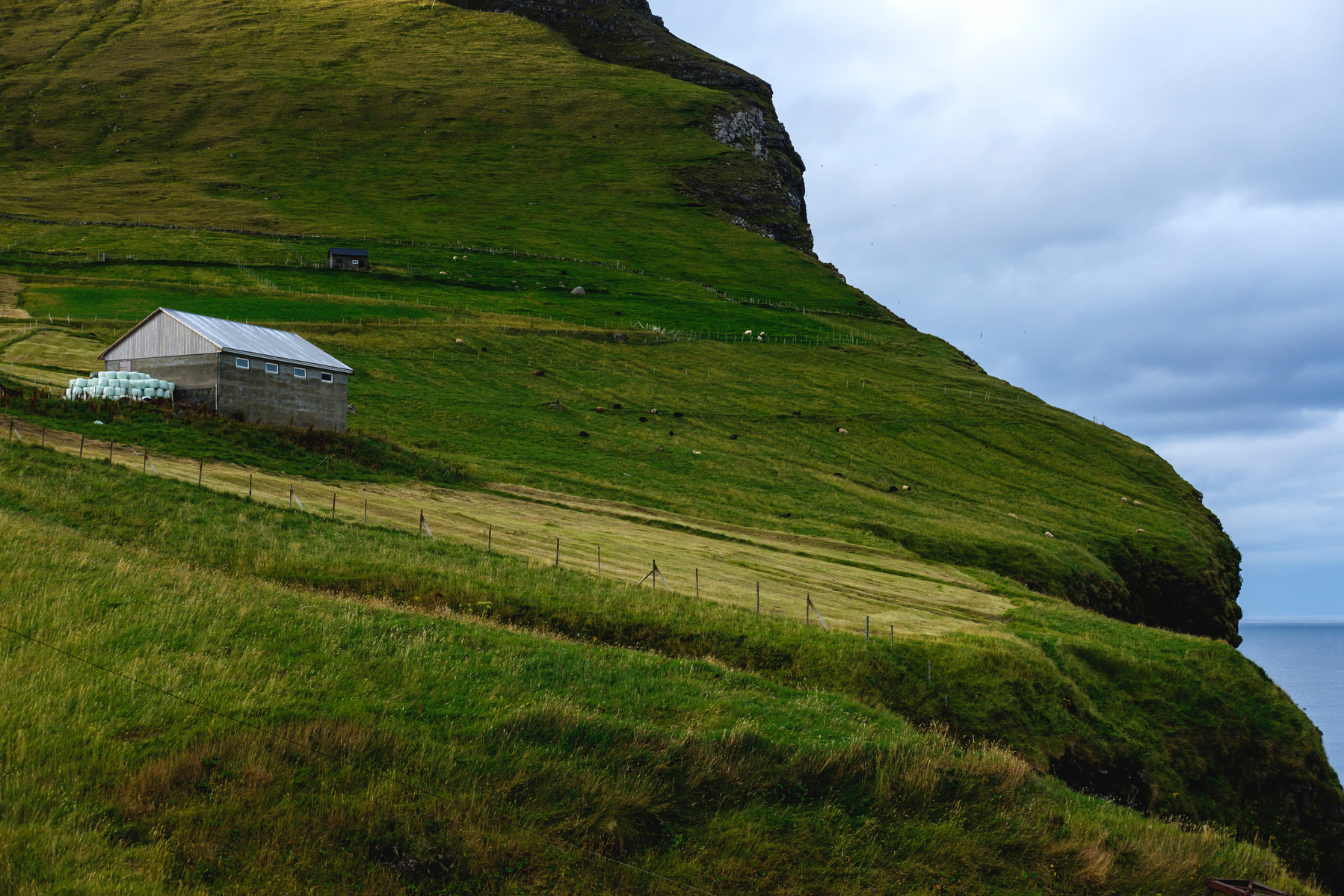 Photographed with a Fuji XT-2, this image showcases the rugged agricultural landscape of Kalsoy, one of the northern islands in the Faroese archipelago. Known as 'the flute' for its long, narrow shape, this scene captures the island's characteristic steep
