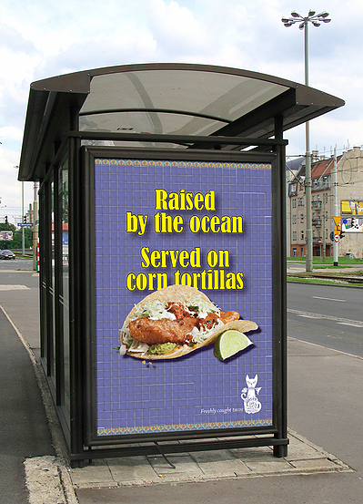 Seven Lives spec ad in bus shelter