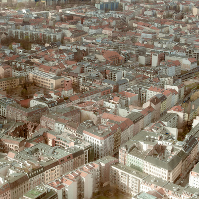 Abstract aerial view of a neighborhood in Berlin.