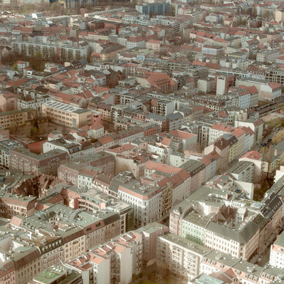 Abstract aerial view of a neighborhood in Berlin.