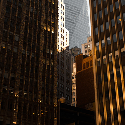 Skyscrapers and One World Trade Center in New York City.