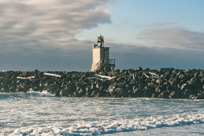 A lighthouse by the sea.