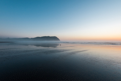 Abstract coastal landscape with clear sky at sunset in the Pacific North West.