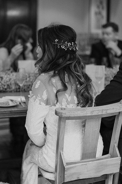 Bridal Half up half down hair with hair accessory 