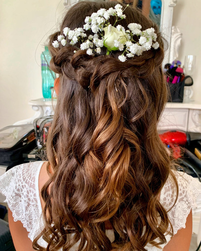 Flower girl hair, with plaits and curls