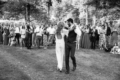 Bride and Groom first dance showing off her wedding hair