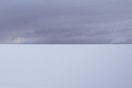 Horizon where the sky seems to touch the frozen sea