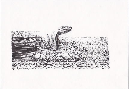 water spire ink drawing