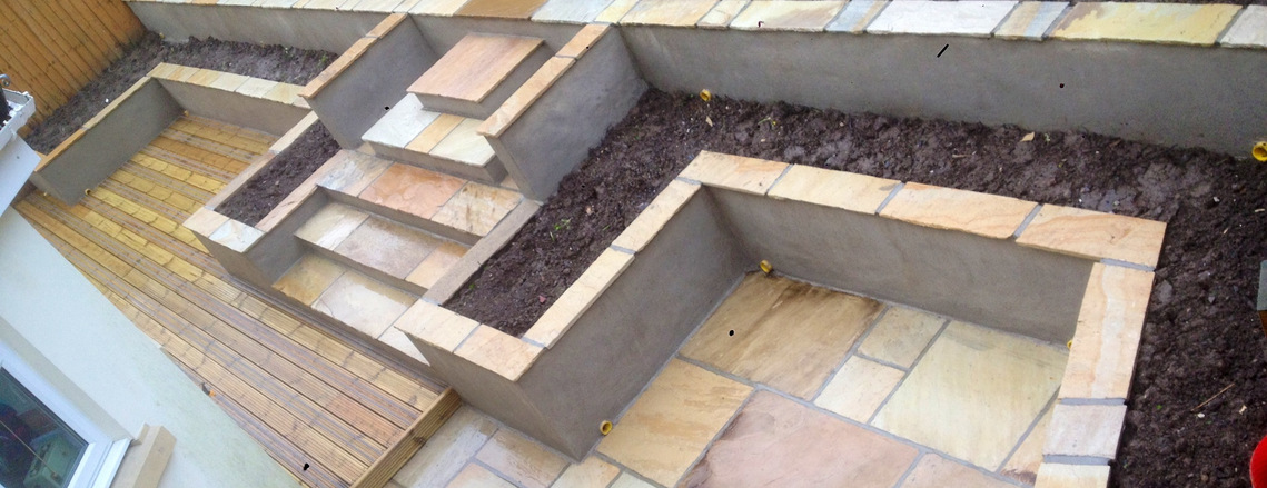 stylish materials used to create terraced garden in Teignmouth by Seriously Good Landscapes