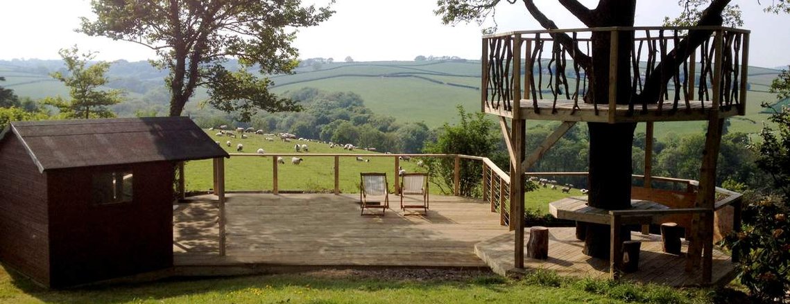 An intergrated decked area that over looks the Devon countryside