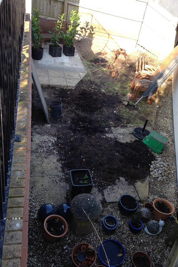 Work in progress of a garden landscaping project in Devon
