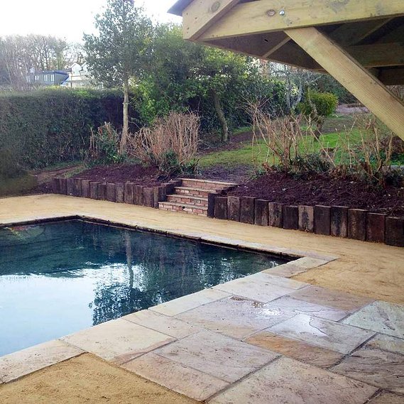 Moretonhampstead landscaping project, nature/wildlife pond surrounded by hogging path
