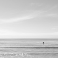 A lonesome swimmer at Vejers-Beach in Denmark.