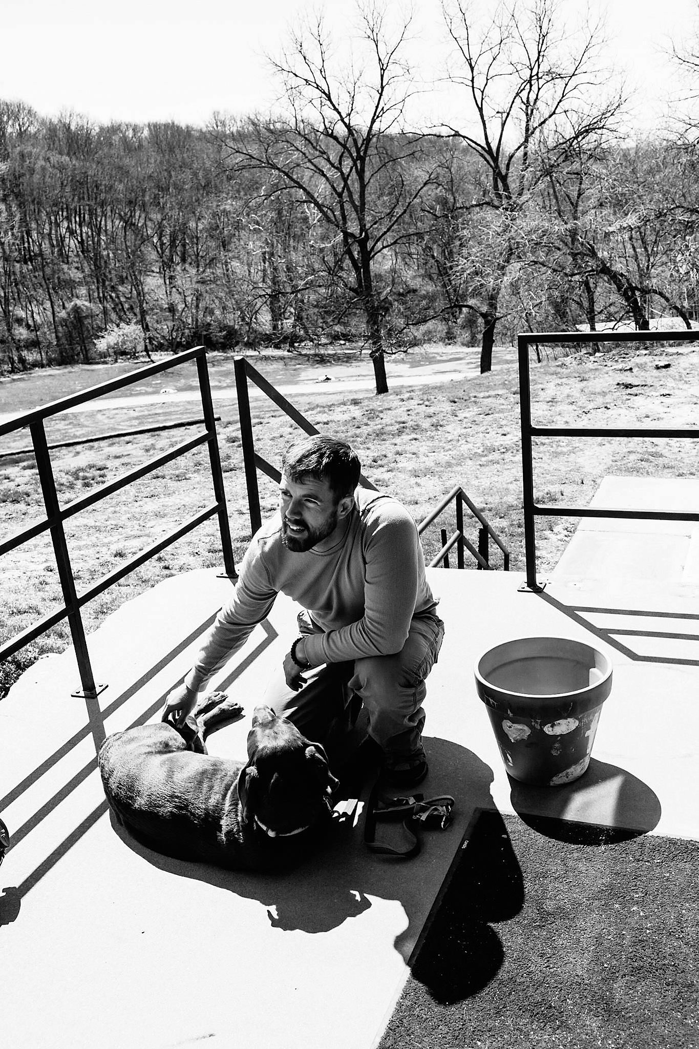 Rob K., former Marine Corps Staff Sgt. and Iraq Veteran with his dog Bella.