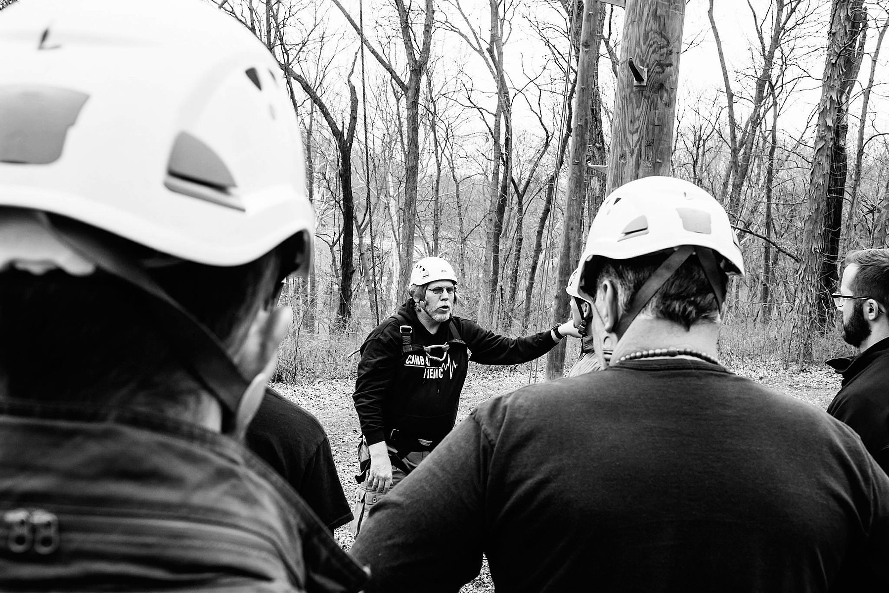 The group is there the whole time listening to and supporting the climber.