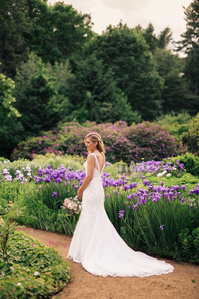 Bride in the gardens at the Estate at Moraine Farm in Beverly MA