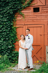 Couple portraits at Quonquont farm on their wedding day.