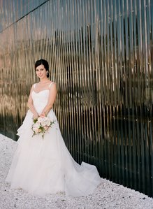 Floaty wedding dress at a Rhode Island Wedding shot on medium format Kodak film at Regatta Place.  GOAT ISLAND MARINA Film Photography