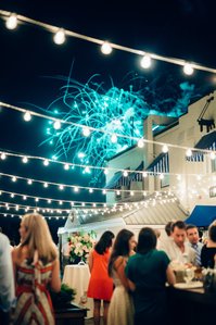 Fireworks during REGATTA PLACE WEDDING AT GOAT ISLAND MARINA Film Photography
