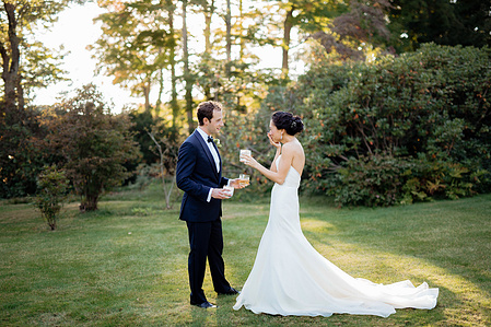 Garden wedding ceremony at Lyman Estate