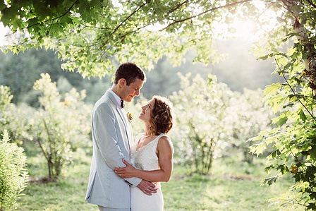 Sun filled wedding portraits at Quonquont Farm in Whately MA