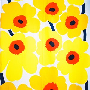 Marimekko fabric design draped for an Artists for Humanity wedding in Boston.  