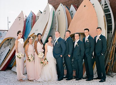 Bridal Party photos at a Rhode Island Wedding shot on medium format Kodak film at Regatta Place.  GOAT ISLAND MARINA Film Photography