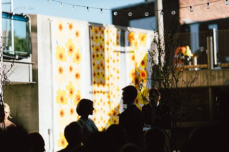 Wedding reception at Artists for Humanity Epicenter Boston. Wedding Ceremony and Reception by Archive Moderne Photography Studio